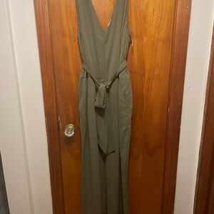 a new day Green V-Neck Jumpsuit with Tie Waist